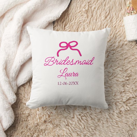 PINK BOW minimaladd name bridesmaid gift year クッション (ブランケット)