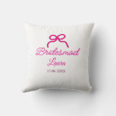 PINK BOW minimaladd name bridesmaid gift year クッション (裏面)
