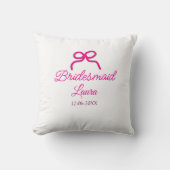 PINK BOW minimaladd name bridesmaid gift year クッション (正面)