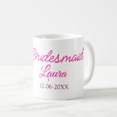 PINK BOW minimaladd name bridesmaid gift year コーヒーマグカップ (正面右)