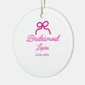 PINK BOW minimaladd name bridesmaid gift year セラミックオーナメント (左)