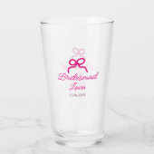 PINK BOW minimaladd name bridesmaid gift year タンブラーグラス (裏面)