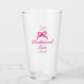 PINK BOW minimaladd name bridesmaid gift year タンブラーグラス (正面)