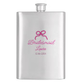PINK BOW minimaladd name bridesmaid gift year フラスク (正面)
