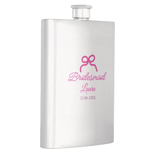 PINK BOW minimaladd name bridesmaid gift year フラスク (右)