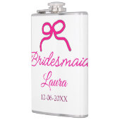 PINK BOW minimaladd name bridesmaid gift year フラスク (左)