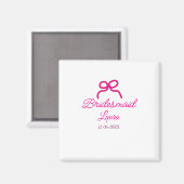 PINK BOW minimaladd name bridesmaid gift year マグネット (正面/裏面)