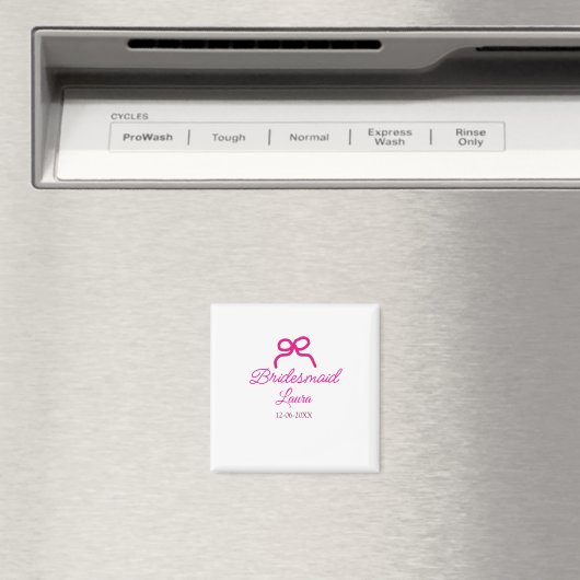 PINK BOW minimaladd name bridesmaid gift year マグネット (インサイチュ (食洗機))