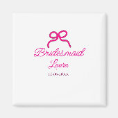 PINK BOW minimaladd name bridesmaid gift year マグネット (正面)