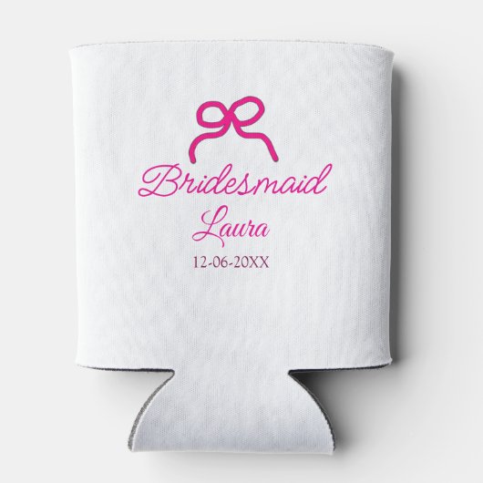 PINK BOW minimaladd name bridesmaid gift year 缶クーラー (裏面)
