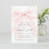 Pink Bow Modern Baby Shower Girl 招待状 (スタンド正面)