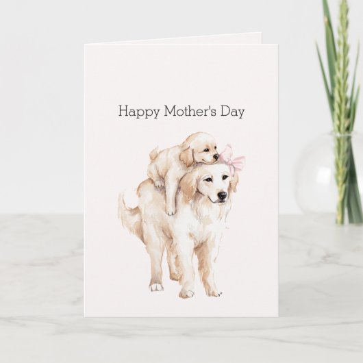 Pink Bow Mom Mother's Day Dogs カード (正面)