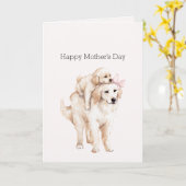 Pink Bow Mom Mother's Day Dogs カード (黄色い花)