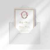 Pink Bow Monogram Baby in Bloom Shower 招待状
