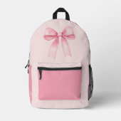Pink Bow Monogram Cute Girly Personalized Girls プリントバックパック (正面)