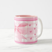 Pink Bow Mug- Cute Aesthetic Coffee Cup ツートーンマグカップ (正面右)