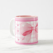 Pink Bow Mug- Cute Aesthetic Coffee Cup ツートーンマグカップ (正面左)