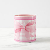 Pink Bow Mug- Cute Aesthetic Coffee Cup ツートーンマグカップ (中央)