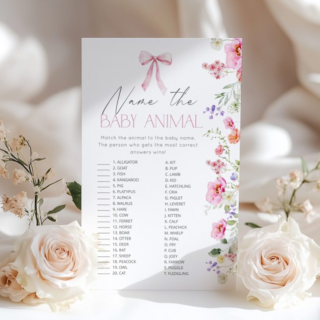 Pink Bow Name the baby animal baby shower game (クリエイターアップロード済み)
