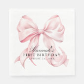 Pink Bow Napkins, Coquette Bow Cocktail Napkin スタンダードランチョンナプキン (正面)