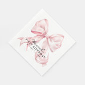 Pink Bow Napkins, Coquette Bow Cocktail Napkin スタンダードランチョンナプキン (角)
