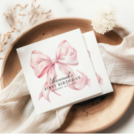 Pink Bow Napkins, Coquette Bow Cocktail Napkin スタンダードランチョンナプキン