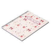 Pink Bow Notebook – Cute Coquette Aesthetic  ノートブック (左側)