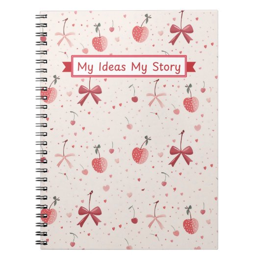Pink Bow Notebook – Cute Coquette Aesthetic  ノートブック (正面)