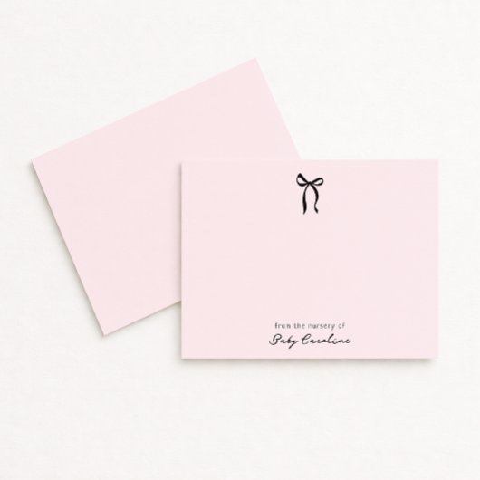 Pink Bow Nursery Note Card 招待状