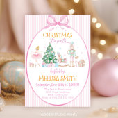 Pink Bow Nutcracker Christmas Tea Party 招待状