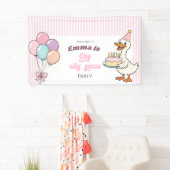 Pink Bow One Silly Goose Girl 1st Birthday Party 横断幕 (インサイチュ)