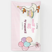 Pink Bow One Silly Goose Girl 1st Birthday Party 横断幕 (縦)