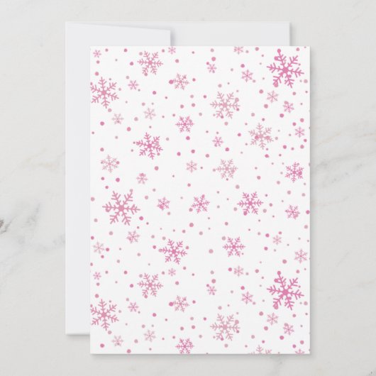 Pink Bow Onederland Christmas Birthday Party 招待状 (裏面)