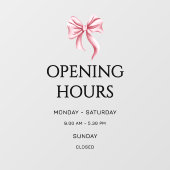 Pink Bow Opening Hours Small Business ウィンドウサイン (シート)