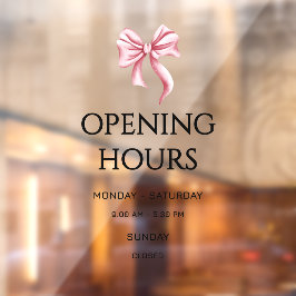 Pink Bow Opening Hours Small Business ウィンドウサイン