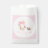 Pink Bow Pacifier Baseball Sport Girl Baby Shower フェイバーバッグ (正面)