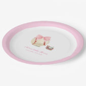 Pink Bow Pacifier Baseball Sport Girl Baby Shower ペーパープレート (アングル)