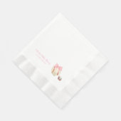 Pink Bow Pacifier Baseball Sport Girl Baby Shower 縁ありランチョンナプキン (角)