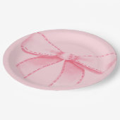 Pink Bow Paper Plate With Plain Pink Backround ペーパープレート (アングル)