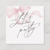 Pink Bow Party Invitation Enclosure Card エンクロージャーカード (正面)