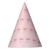 Pink Bow Pattern Birthday Party Hats パーティーハット (正面)