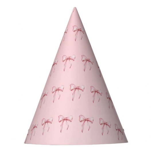 Pink Bow Pattern Birthday Party Hats パーティーハット (正面)