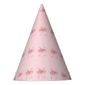 Pink Bow Pattern Birthday Party Hats パーティーハット (正面)