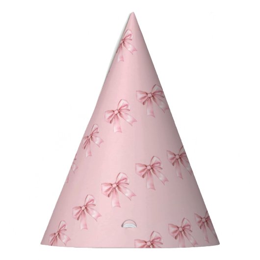 Pink Bow Pattern Birthday Party Hats パーティーハット (左)