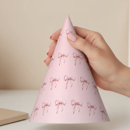 Pink Bow Pattern Birthday Party Hats パーティーハット