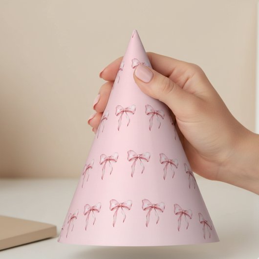 Pink Bow Pattern Birthday Party Hats パーティーハット