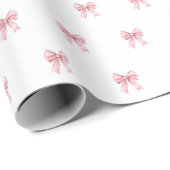 Pink Bow Pattern Birthday Party Hats ラッピングペーパー (ロールコーナー)