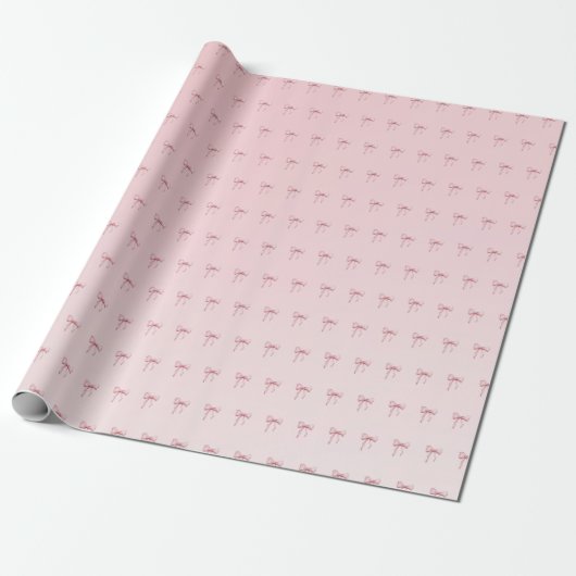Pink Bow Pattern Gift Wrapping Paper ラッピングペーパー (アンロールド)