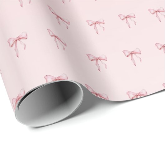Pink Bow Pattern Gift Wrapping Paper ラッピングペーパー (ロールコーナー)