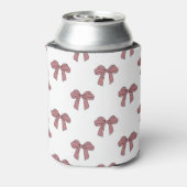 Pink Bow Pattern Pastel Modern Party Accessory 缶クーラー (缶裏面)